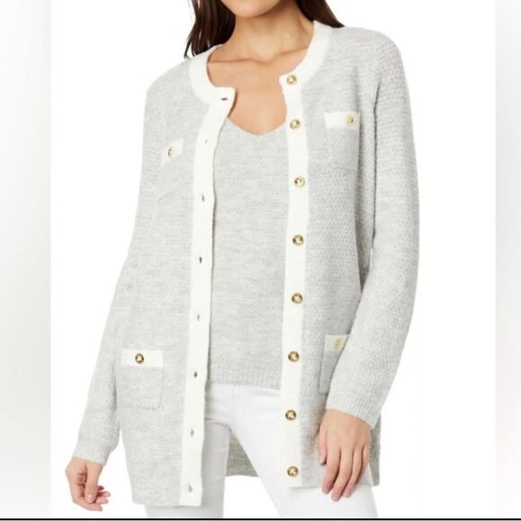 Lilly Pulitzer Davison Sweater Set- Heathered Seaside Grey NWT - Picture 1 of 7